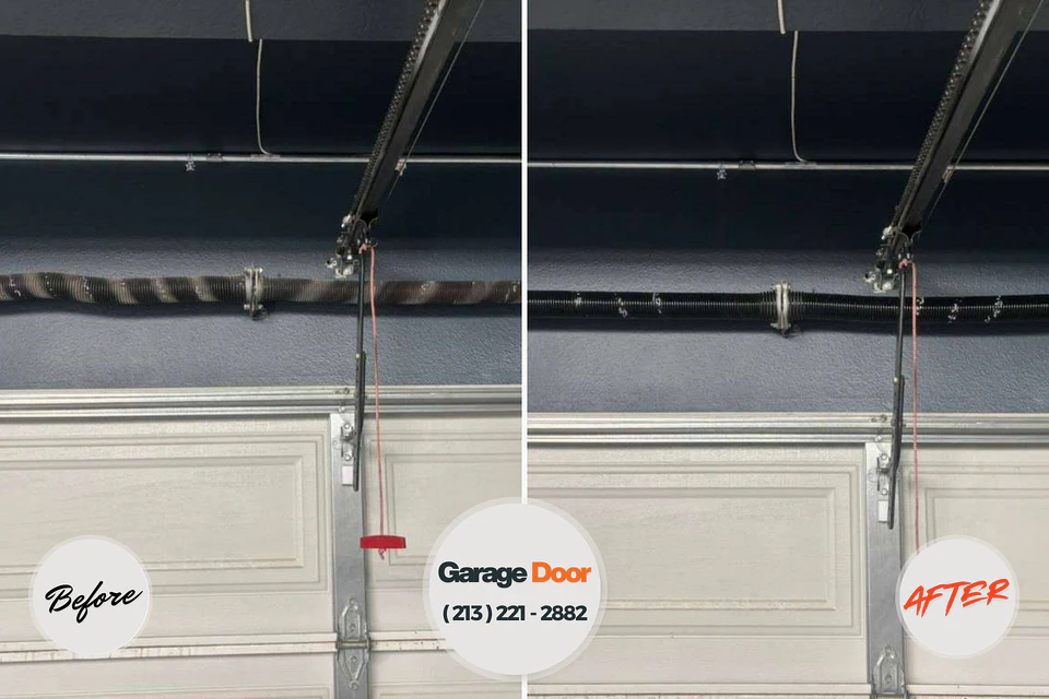Before and after: garage door repair Mounds View, MN